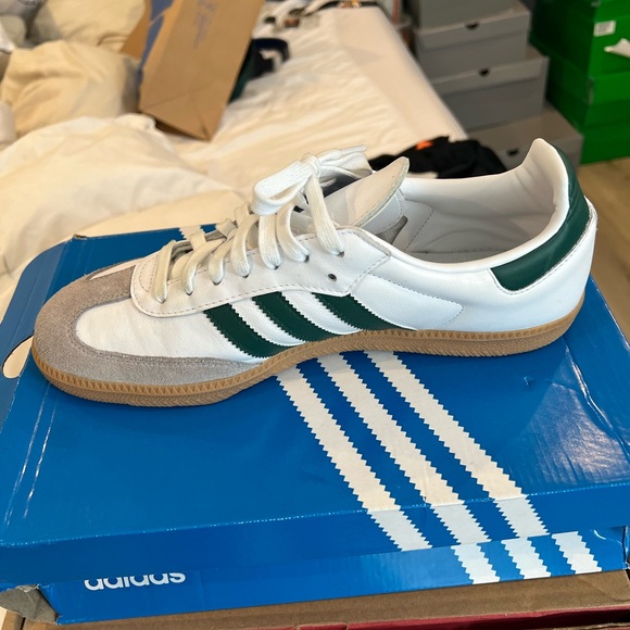 Adidas Men's White and Gray Sneakers with Green Stripes - Picture 3 of 3